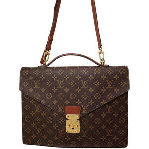 Louis Vuitton Monogram Leather Brown Porte Document Bandouliere Business Bag